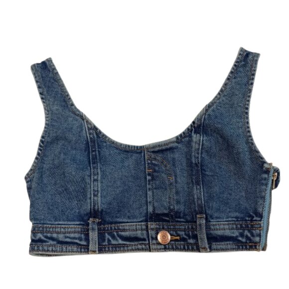 Women's Scoop Neck Reworked Denim Tiny Vest - Wild Fable NWT - Picture 6 of 8